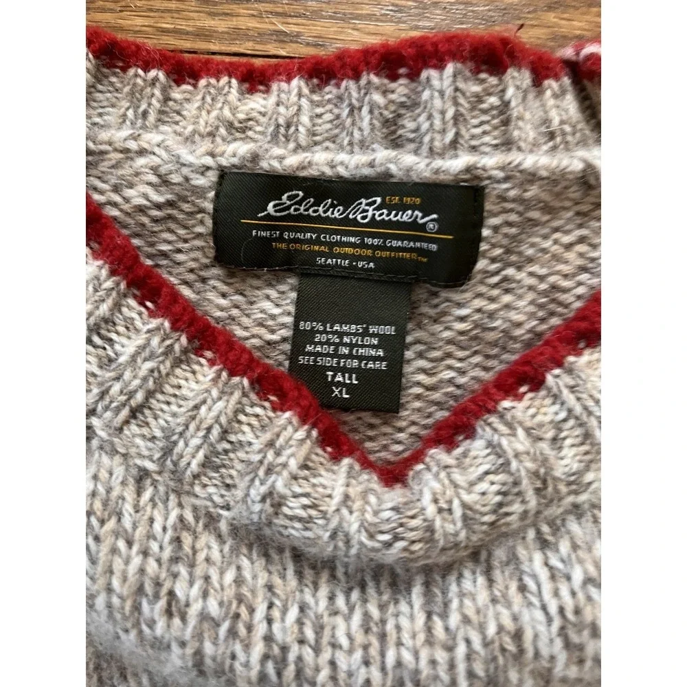 Eddie Bauer Ragg Wool Sweater Mens XL Tall Crewneck Pullover Chunky Knit Comfy - Picture 4 of 7